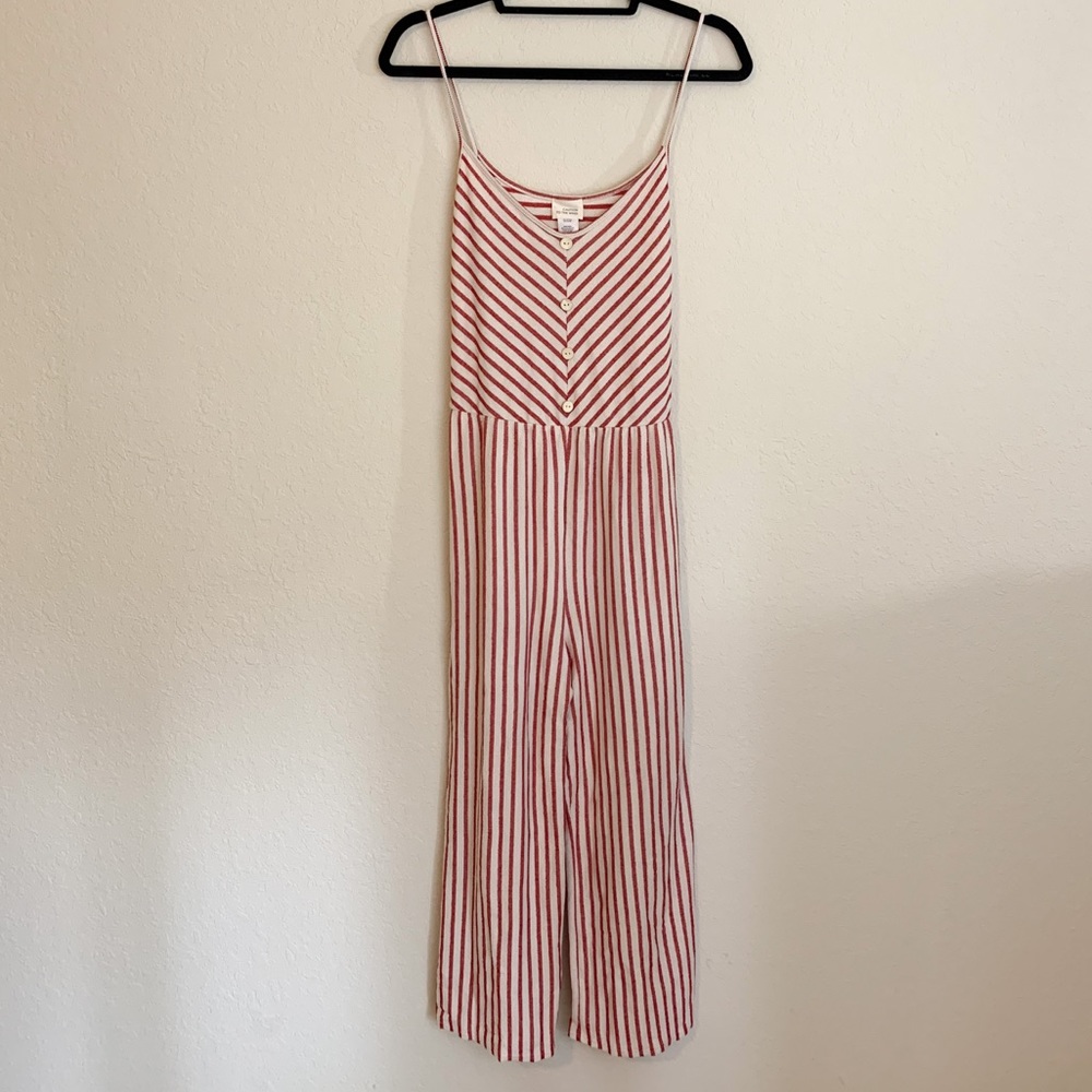 Caution to the Wind White & Red Jumpsuit Size M